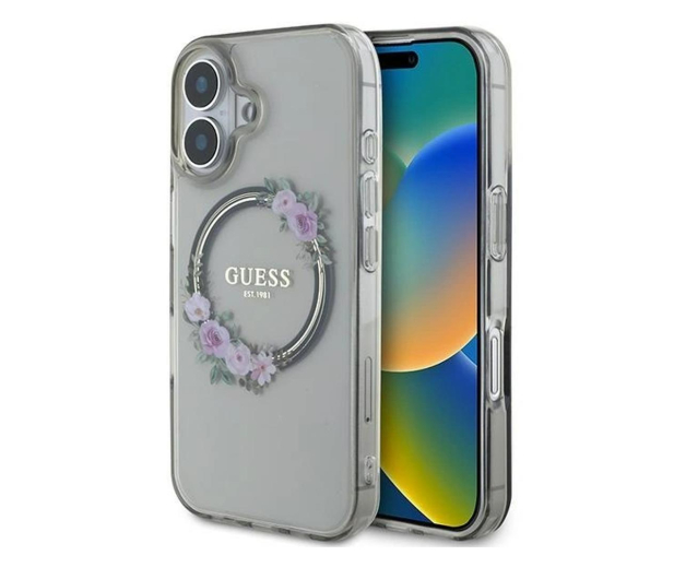 Guess IML Flowers Wreath do iPhone 16 czarny - 1279119 - zdjęcie